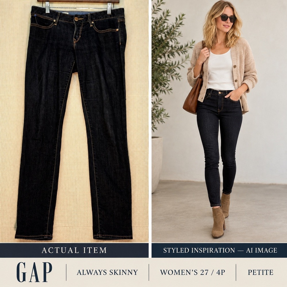 Gap 1969 Always Skinny Jeans 27/4P Dark Wash Stretch Denim Petite